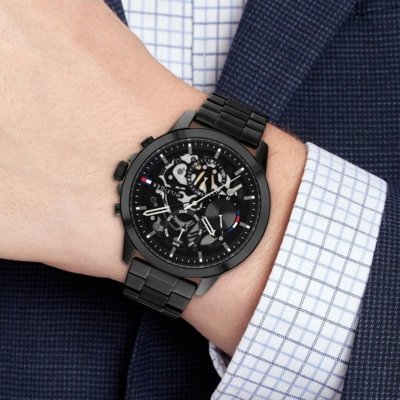 Tommy Hilfiger Henry Chronograph Black Dial Black Steel Strap Watch For Men - 1710478 Buy Now By Tommy Hilfiger