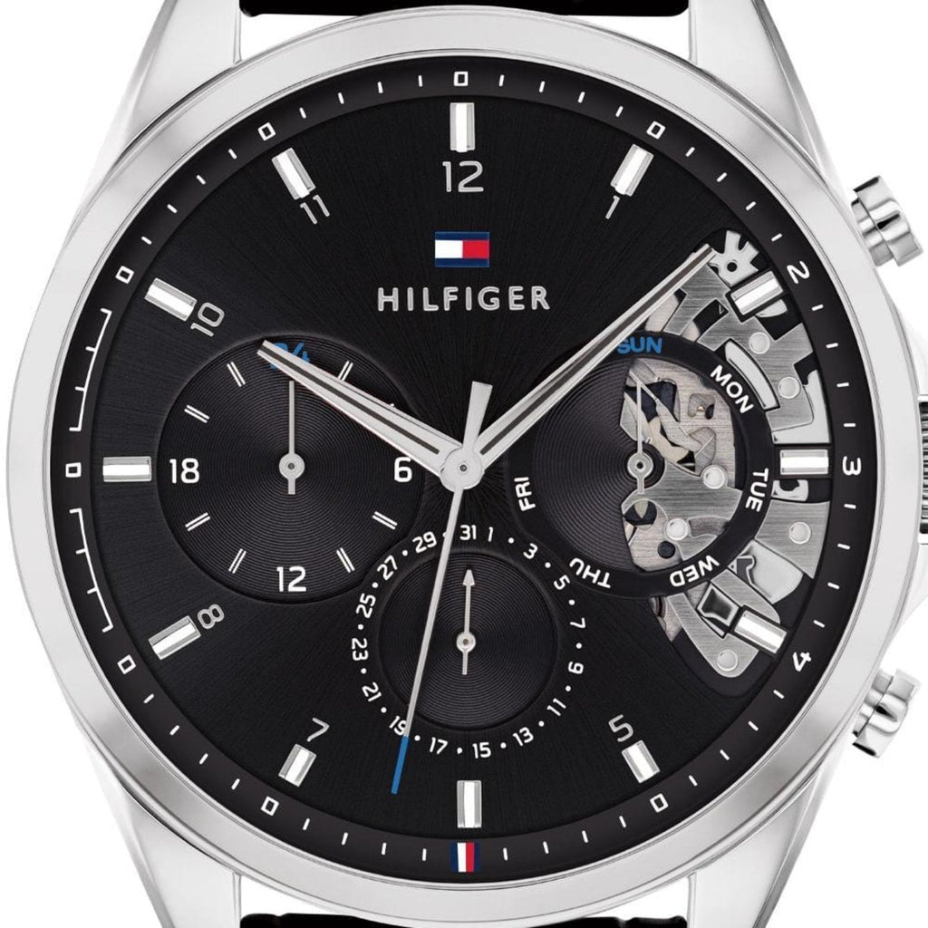 Tommy Hilfiger Baker Chronograph Black Dial Black Leather Strap Watch For Men - 1710449 Buy Now By Tommy Hilfiger