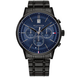 Tommy Hilfiger Kyle Quartz Blue Dial Black Steel Strap Watch for Men - 1791633 Buy Now By Tommy Hilfiger