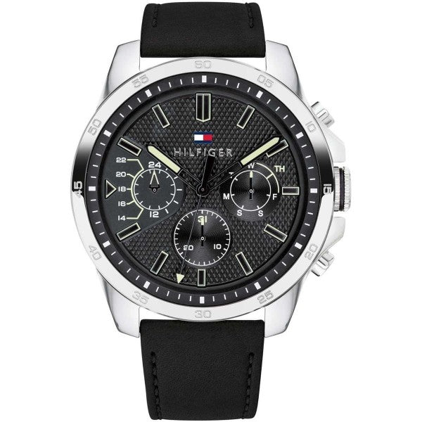 Tommy Hilfiger Decker Black Dial Black Leather Strap Watch for Men - 1791563 Buy Now By Tommy Hilfiger