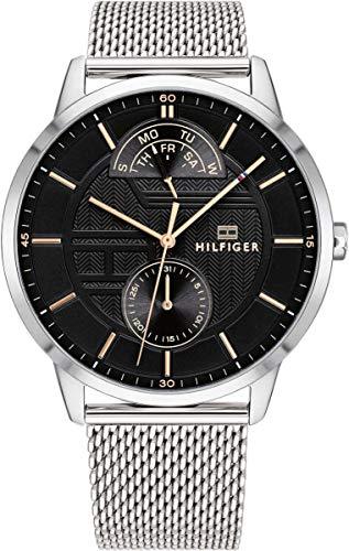 Tommy Hilfiger Hunter Quartz Black Dial Silver Steel Strap Watch for Men - 1791610 Buy Now By Tommy Hilfiger