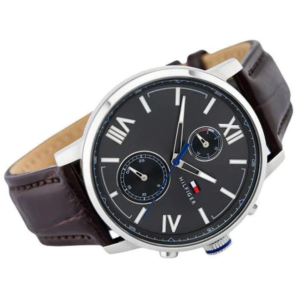 Tommy Hilfiger Aiden Quartz Black Dial Brown Leather Strap Watch for Men - 1791309 Buy Now By Tommy Hilfiger