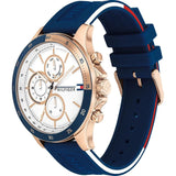 Tommy Hilfiger Bank Multifunction Quartz White Dial Blue Rubber Strap Watch for Men - 1791778 Buy Now By Tommy Hilfiger