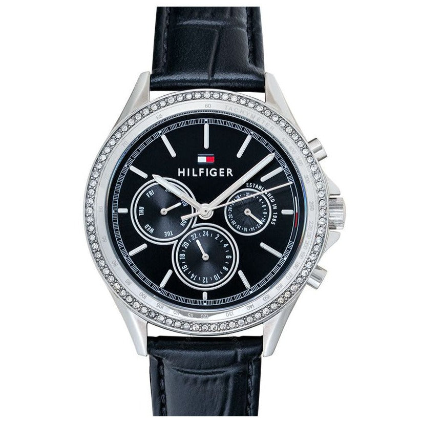 Tommy Hilfiger Ari Diamonds Black Dial Black Leather Strap Watch for Women - 1781981 Buy Now By Tommy Hilfiger