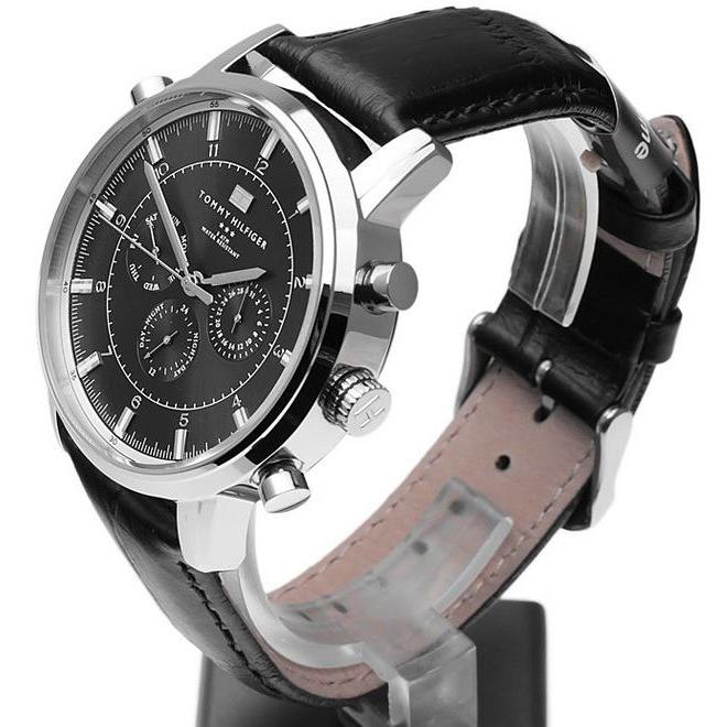 Tommy Hilfiger Harrison Chronograph Black Dial Black Leather Strap Watch for Men - 1790875 Buy Now By Tommy Hilfiger
