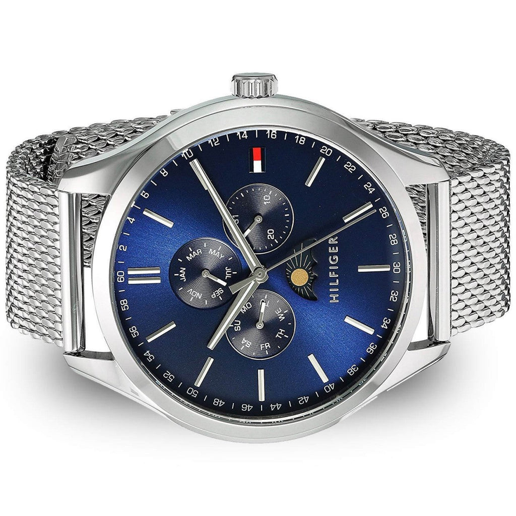 Tommy Hilfiger Oliver Quartz Blue Dial Silver Mesh Bracelet Watch for Men - 1791302 Buy Now By Tommy Hilfiger