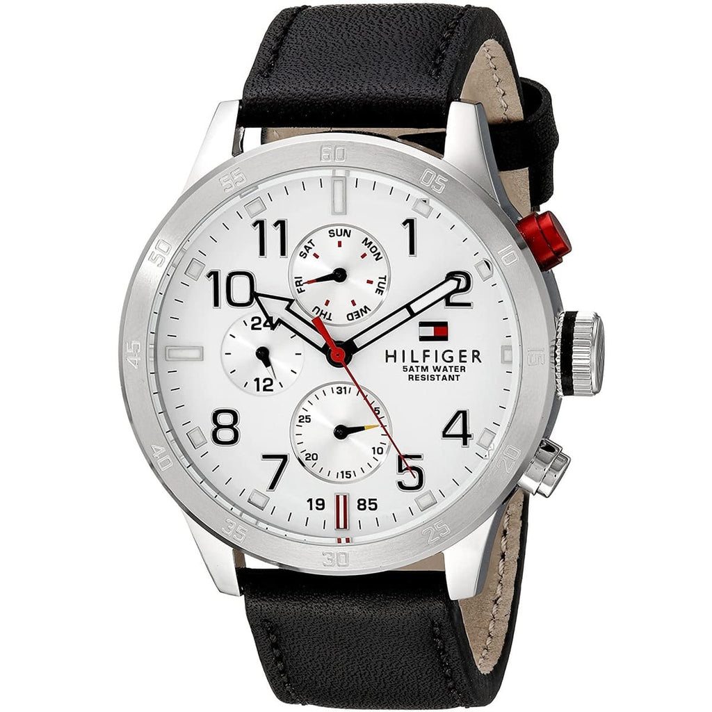 Tommy Hilfiger Trent Multifunction White Dial Black Leather Strap Watch for Men - 1791138 Buy Now By Tommy Hilfiger