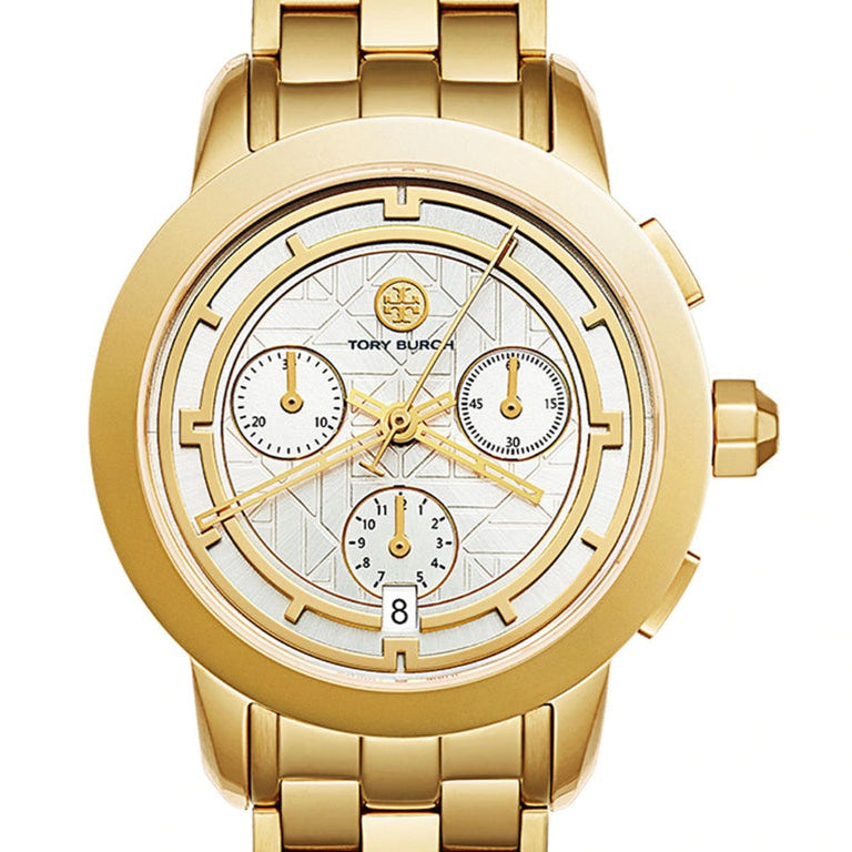 Tory Burch Classic Chronograph White Dial Gold Steel Strap Watch for Women - TBW1032 Buy Now By Tory Burch