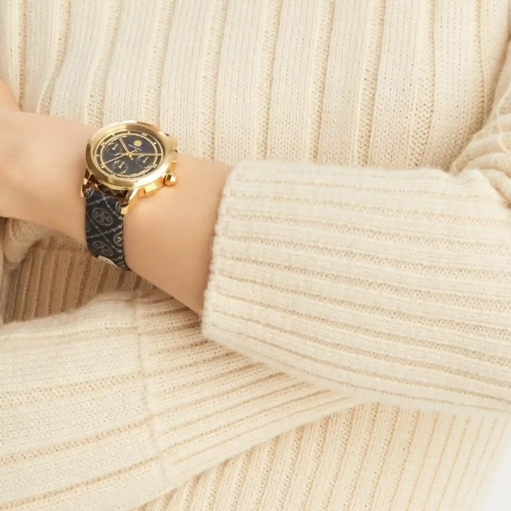 Tory Burch The Miller Chronograph Blue Dial Blue Jacquard Strap Watch for Women - TBW1038 Buy Now By Tory Burch