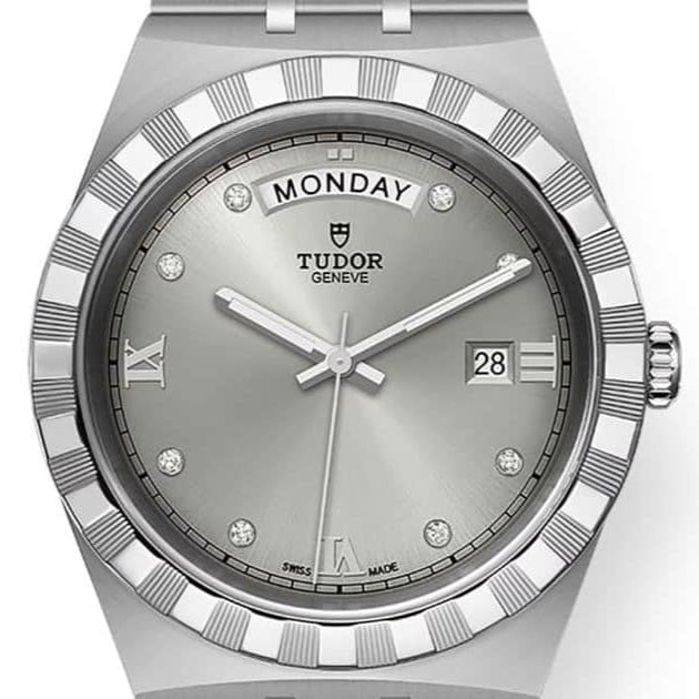 Tudor Royal Day Date Diamonds Automatic Silver Dial Silver Steel Strap Watch for Men - M28600-0002 Buy Now By Tudor