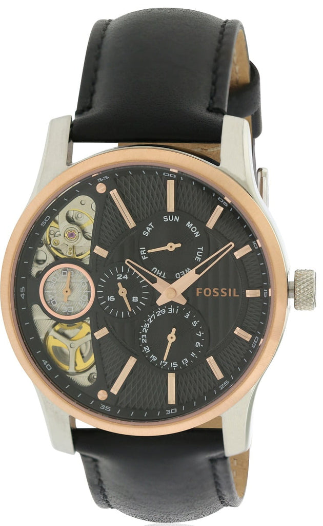 Fossil Twist Multi-Function Chronograph Black Dial Black Leather Strap Watch for Men - ME1099 Buy Now By Fossil