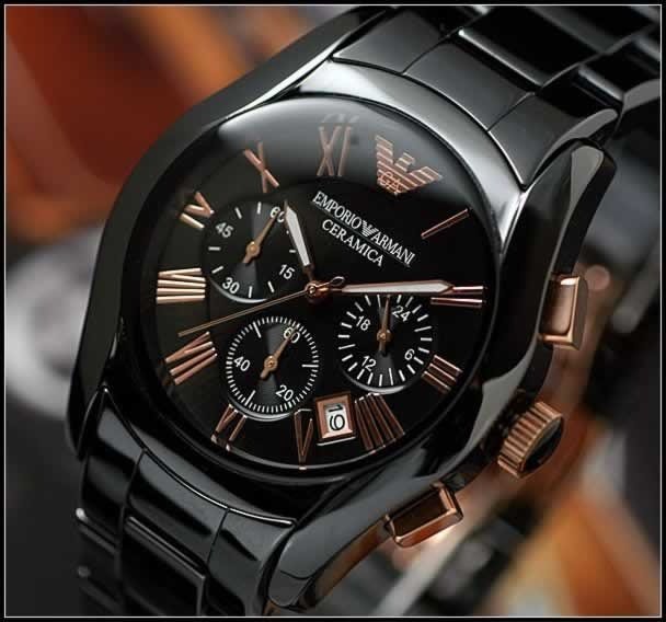 Emporio Armani Valente Ceramica Chronograph Black Dial Black Steel Strap Watch For Men - AR1410 Buy Now By Emporio Armani