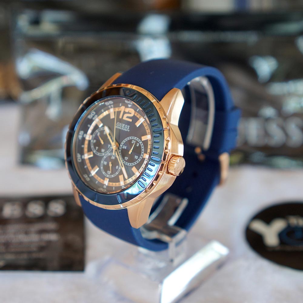 Guess Maverick Blue Dial Blue Rubber Strap Watch for Men - W0485G1 Buy Now By Guess