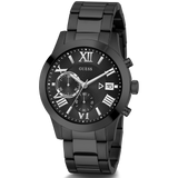 Guess Atlas Chronograph Black Dial Black Steel Strap Watch For Men - W0668G5 Buy Now By Guess