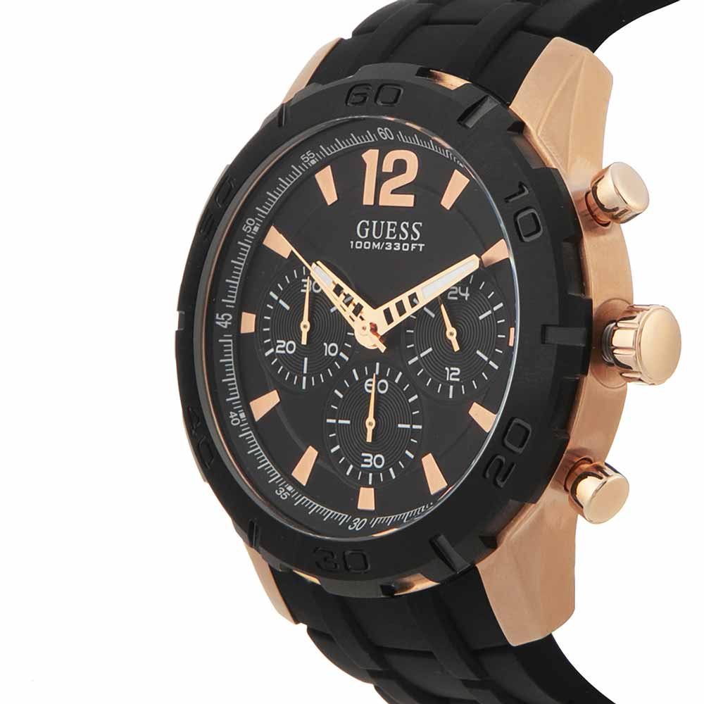 Guess Caliber Chronograph Black Dial Black Rubber Strap Watch for Men - W0864G2 Buy Now By Guess