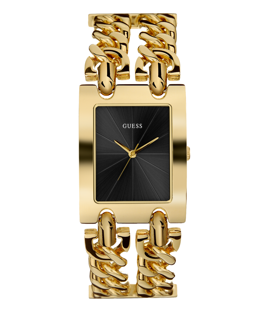 Guess Trend Multi Chain Black Dial Gold Steel Strap Watch for Women - U1117L5 Buy Now By Guess