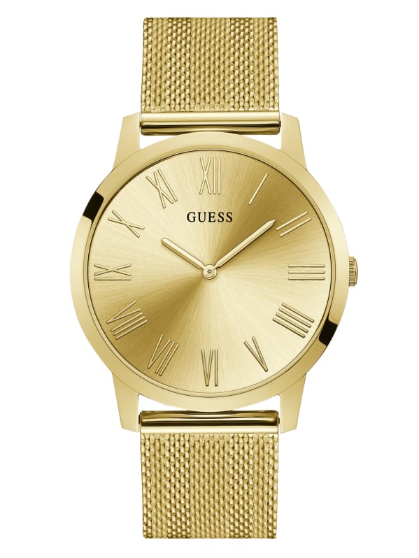 Guess Richmond Gold Dial Gold Mesh Bracelet Watch for Men - W1263G2 Buy Now By Guess
