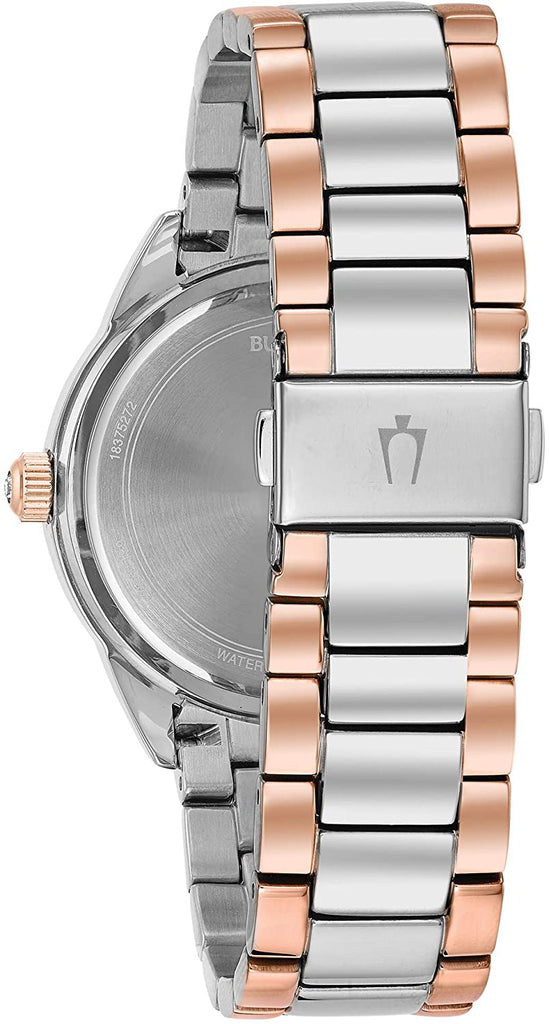 Bulova Crystal Collection Silver Dial Two Tone Steel Strap Watch for Women - 98N100 Buy Now By Bulova