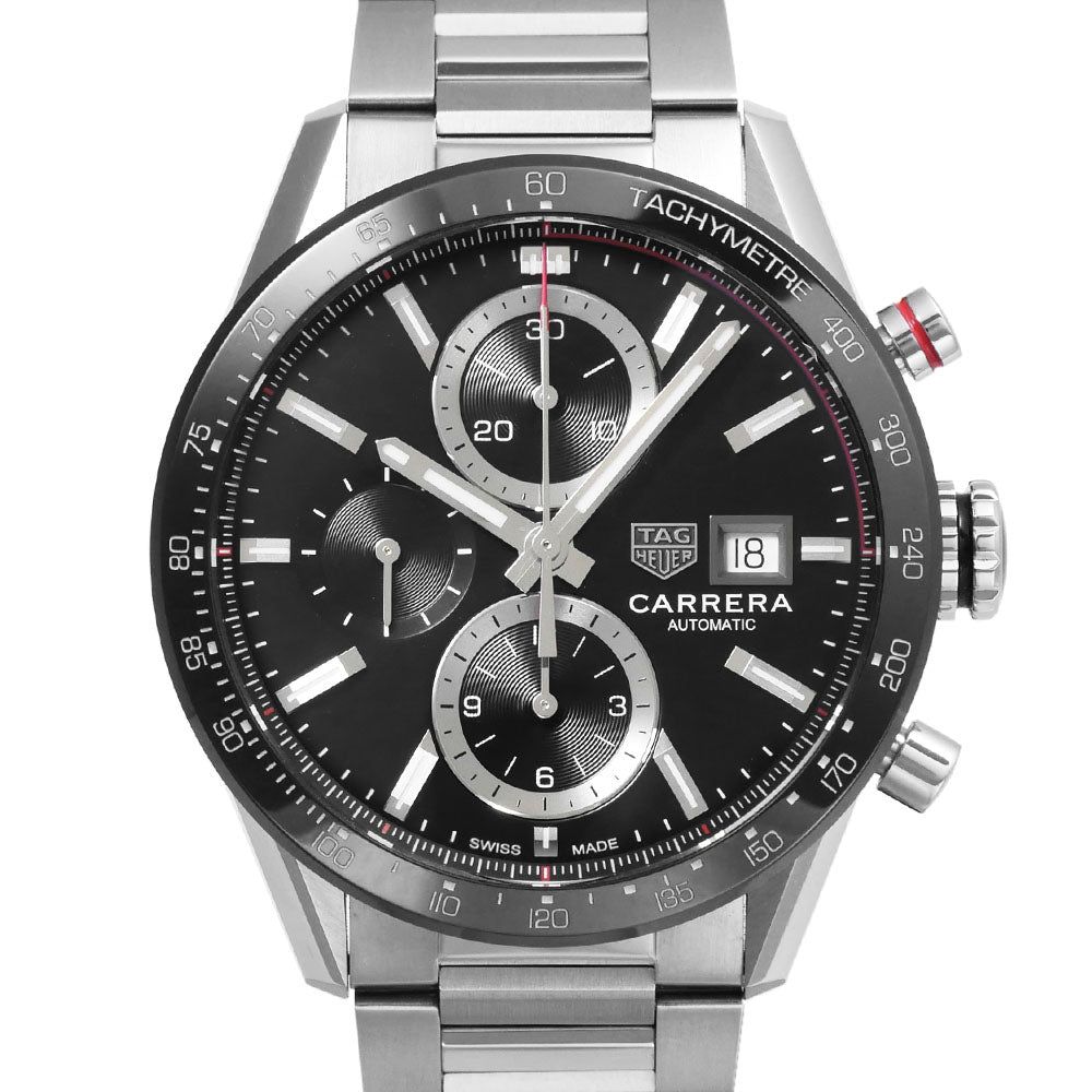 Tag Heuer Carrera Automatic Chronograph Black Dial Silver Steel Strap Watch for Men - CBM2110.BA0651 Buy Now By Tag Heuer