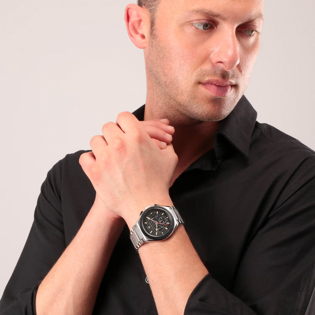 Maserati Triconic Chronograph Black Dial Silver Steel Strap Watch For Men - R8873639002 Buy Now By Maserati