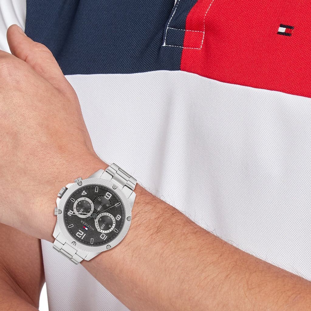 Tommy Hilfiger Blaze Chronograph Black Dial Silver Steel Strap Watch For Men - 1792029 Buy Now By Tommy Hilfiger