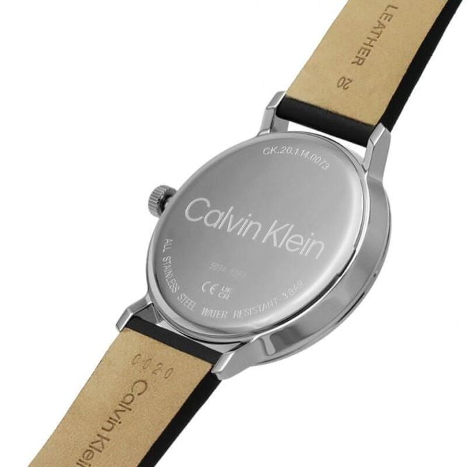 Calvin Klein Minimal Silver Dial Black Leather Strap Watch for Men - K3M211CY Buy Now By Calvin Klein
