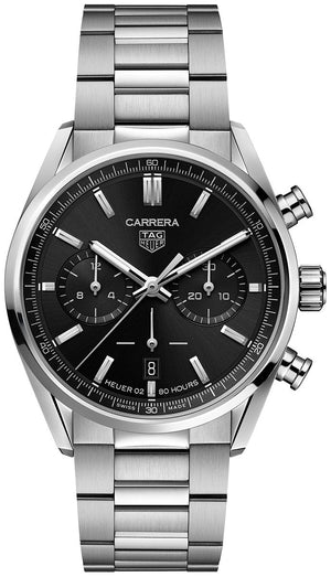 Tag Heuer Carrera Chronograph Black Dial Silver Steel Strap Watch for Men - CBN2010.BA0642 Buy Now By Tag Heuer