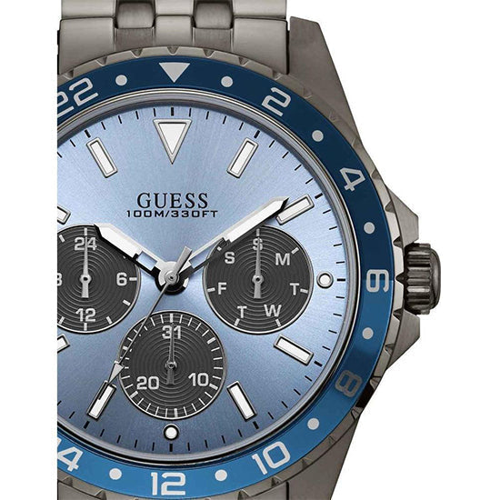Guess Odyssey Quartz Blue Dial Gunmetal Steel Strap Watch For Men - W1107G5 Buy Now By Guess