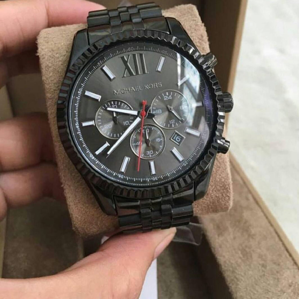 Michael Kors Lexington Chronograph Black Dial Black Steel Strap Watch for Men - MK8320 Buy Now By Michael Kors