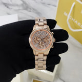 Michael Kors Ritz Chronograph Rose Gold Dial Rose Gold Steel Strap Watch For Women - MK7302 Buy Now By Michael Kors