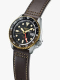 Seiko 5 Sports SKX GMT Automatic Mocha Black Dial Brown Leather Strap Watch For Men - SSK036K1 Buy Now By Seiko
