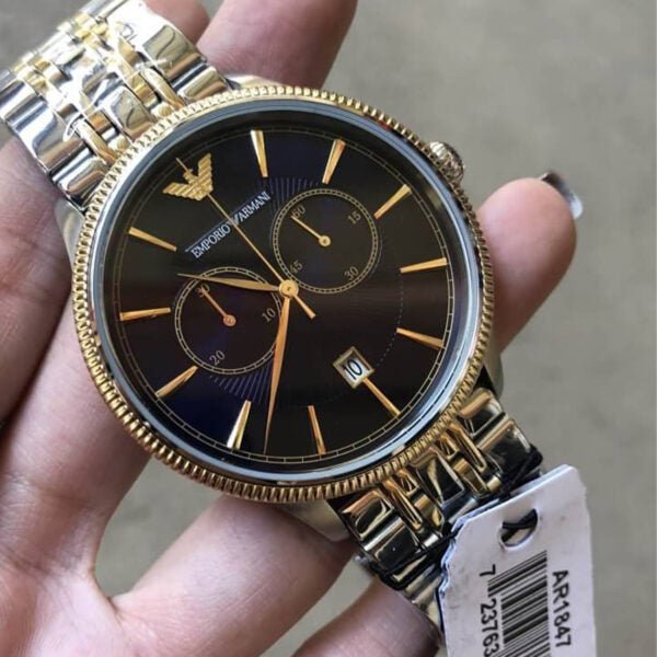 Emporio Armani Classic Blue Dial Two Tone Steel Strap Watch For Men - AR1847 Buy Now By Emporio Armani