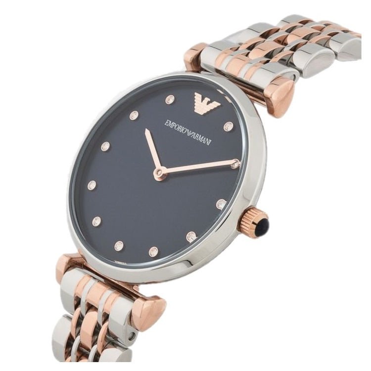 Emporio Armani Gianni T Bar Crystal Blue Dial Two Tone Steel Strap Watch For Women - AR11092 Buy Now By Emporio Armani
