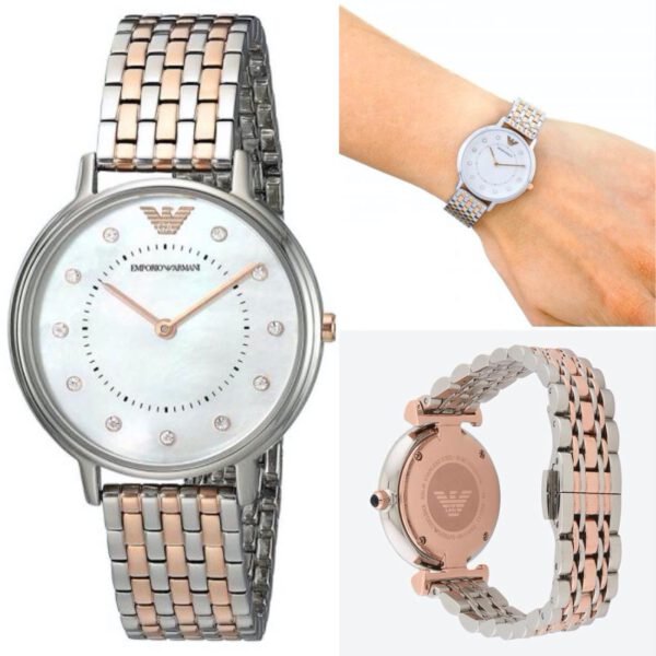Emporio Armani Gianni T Bar Mother of Pearl Dial Two Tone Steel Strap Watch For Women - AR2508 Buy Now By Emporio Armani