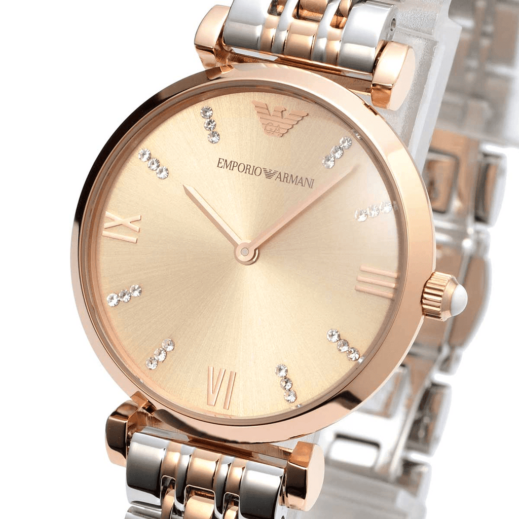 Emporio Armani Gianni T Bar Grey Dial Two Tone Steel Strap Watch For Women - AR1840 Buy Now By Emporio Armani