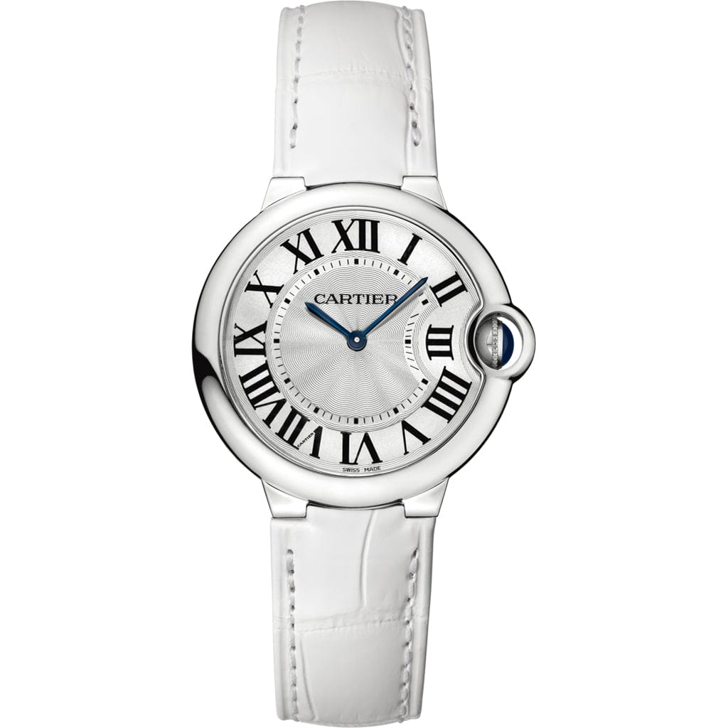 Cartier Ballon Bleu De Cartier Silver Dial White Leather Strap Watch for Women - W6920086 Buy Now By Cartier