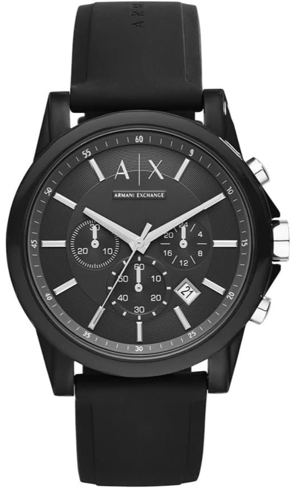 Armani Exchange Outerbanks Chronograph Black Dial Black Silicone Strap Watch For Men - AX1326 Buy Now By Armani Exchange