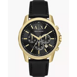 Armani Exchange Outerbanks Chronograph Black Dial Black Leather Strap Watch For Men - AX7133 Buy Now By Armani Exchange
