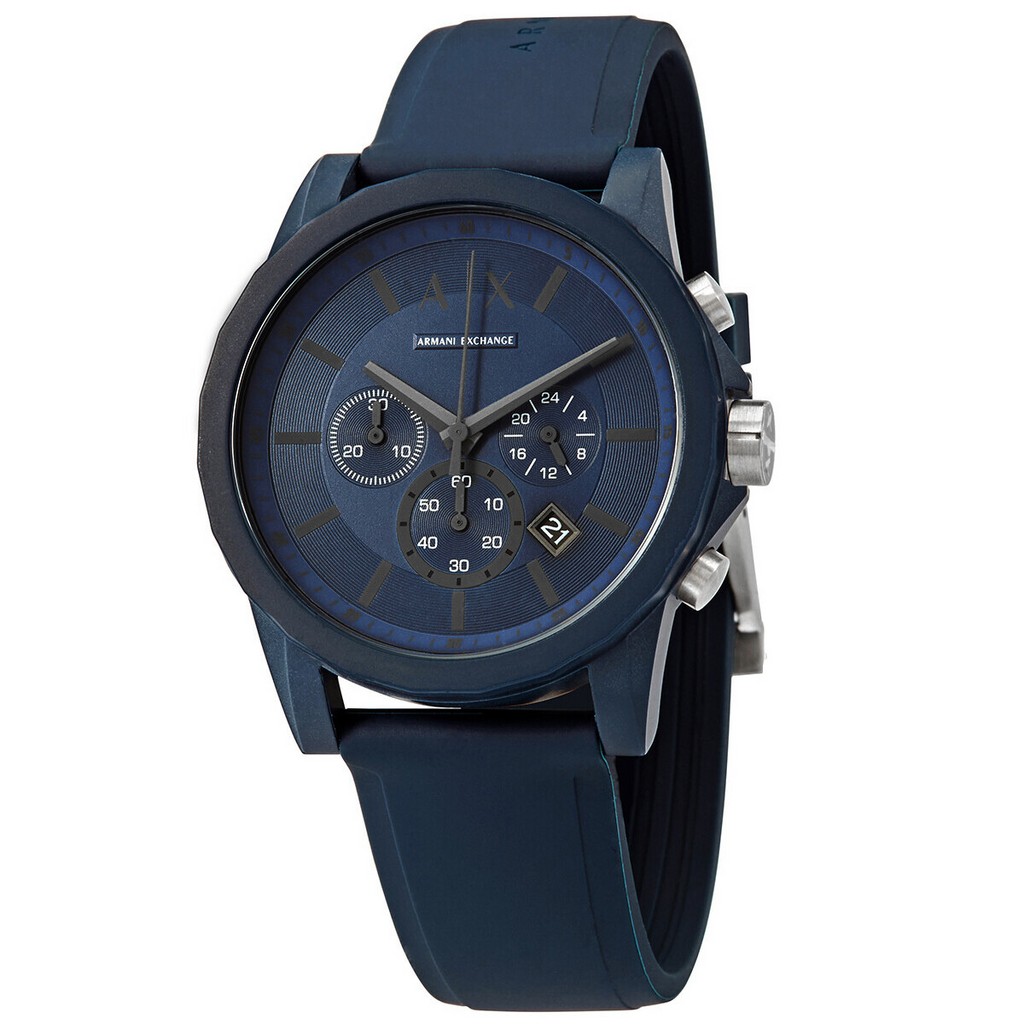 Armani Exchange Outerbanks Chronograph Blue Dial Blue Silicone Strap Watch For Men - AX1327 Buy Now By Armani Exchange