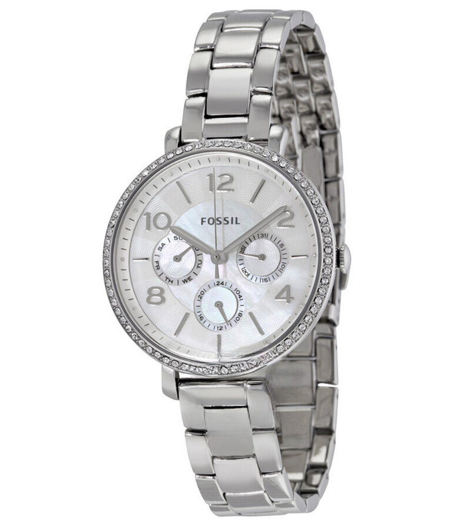 Fossil Jacqueline Multi-Function Mother of Pearl Dial Silver Steel Strap Watch for Women - ES3755 Buy Now By Fossil