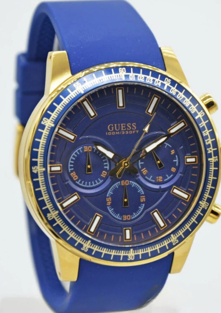 Guess Fuel Chronograph Blue Dial Blue Rubber Strap Watch for Men - W0802G2 Buy Now By Guess