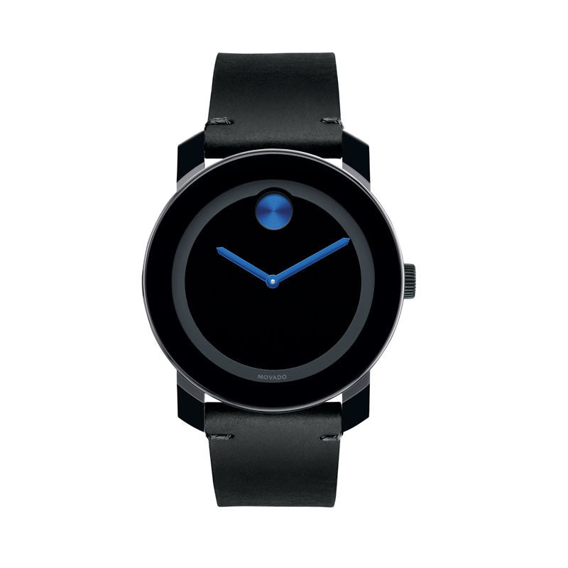 Movado Bold TR90 Black Dial Black Leather Strap Watch For Men - 3600307 Buy Now By Movado