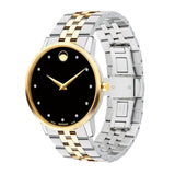 Movado Museum Classic Diamonds Black Dial Two Tone Steel Strap Watch For Men - 0606879 Buy Now By Movado