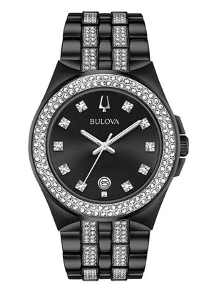 Bulova Crystal Collection Black Dial Two Tone Steel Strap Watch for Men - 98K101 Buy Now By Bulova