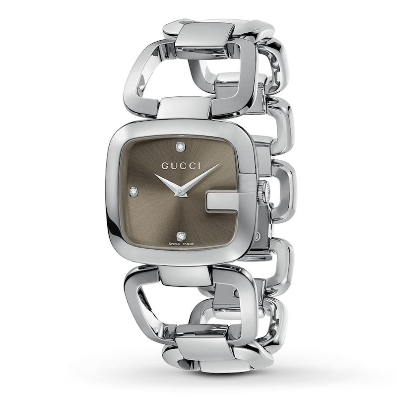 Gucci G Gucci Brown Dial Silver Steel Strap Watch For Women - YA125401 Buy Now By Gucci