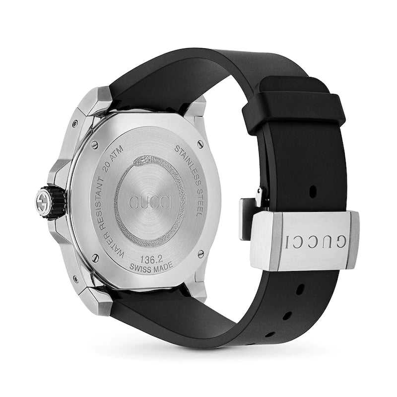 Gucci Dive Quartz Kingsnake Black Dial Black Rubber Strap Watch For Men - YA136217 Buy Now By Gucci
