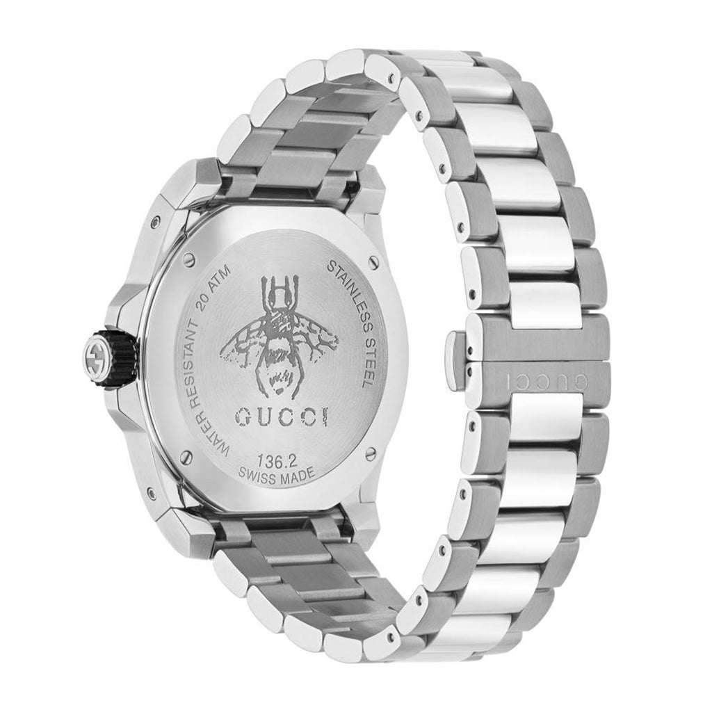 Gucci Dive Quartz Black Dial Silver Steel Strap Watch For Men - YA136221 Buy Now By Gucci