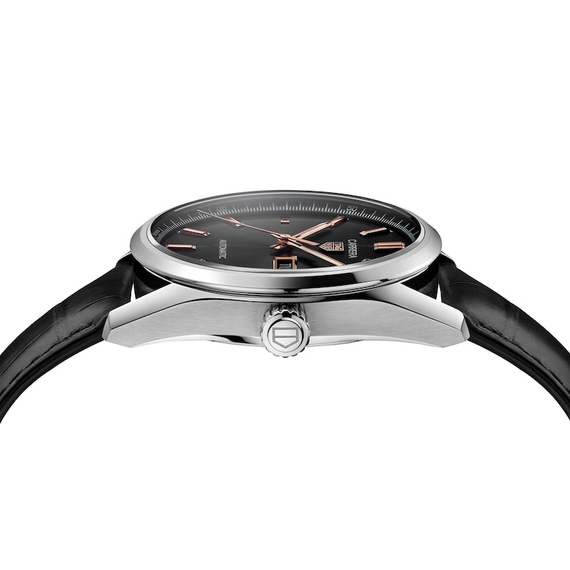 Tag Heuer Carrera Day Date Black Dial Black Leather Strap Watch for Men - WBN2013.FC6503 Buy Now By Tag Heuer
