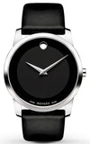 Movado Museum Black Dial Black Leather Strap Watch For Men - 606502 Buy Now By Movado