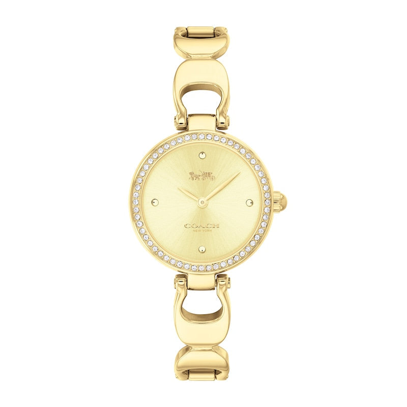 Coach Park Diamonds Gold Dial Gold Steel Strap Watch for Women - 14503171 Buy Now By Coach